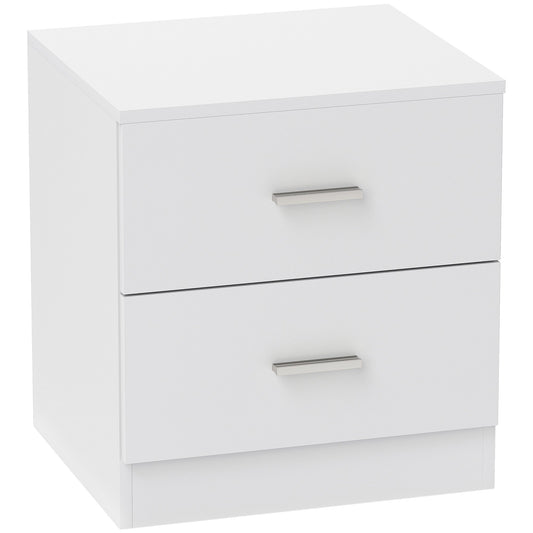 HOMCOM Bedside Table with 2 Drawers, Modern Nightstand, Cabinet Drawers Side Storage Unit for Bedroom, Living Room
