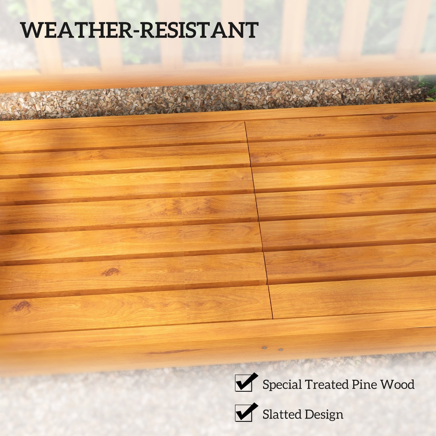 Outsunny Wooden Bench with Liftable Middle Table, Outdoor Bench, Patio Loveseat for Porch, Garden, Seats 2-3 People