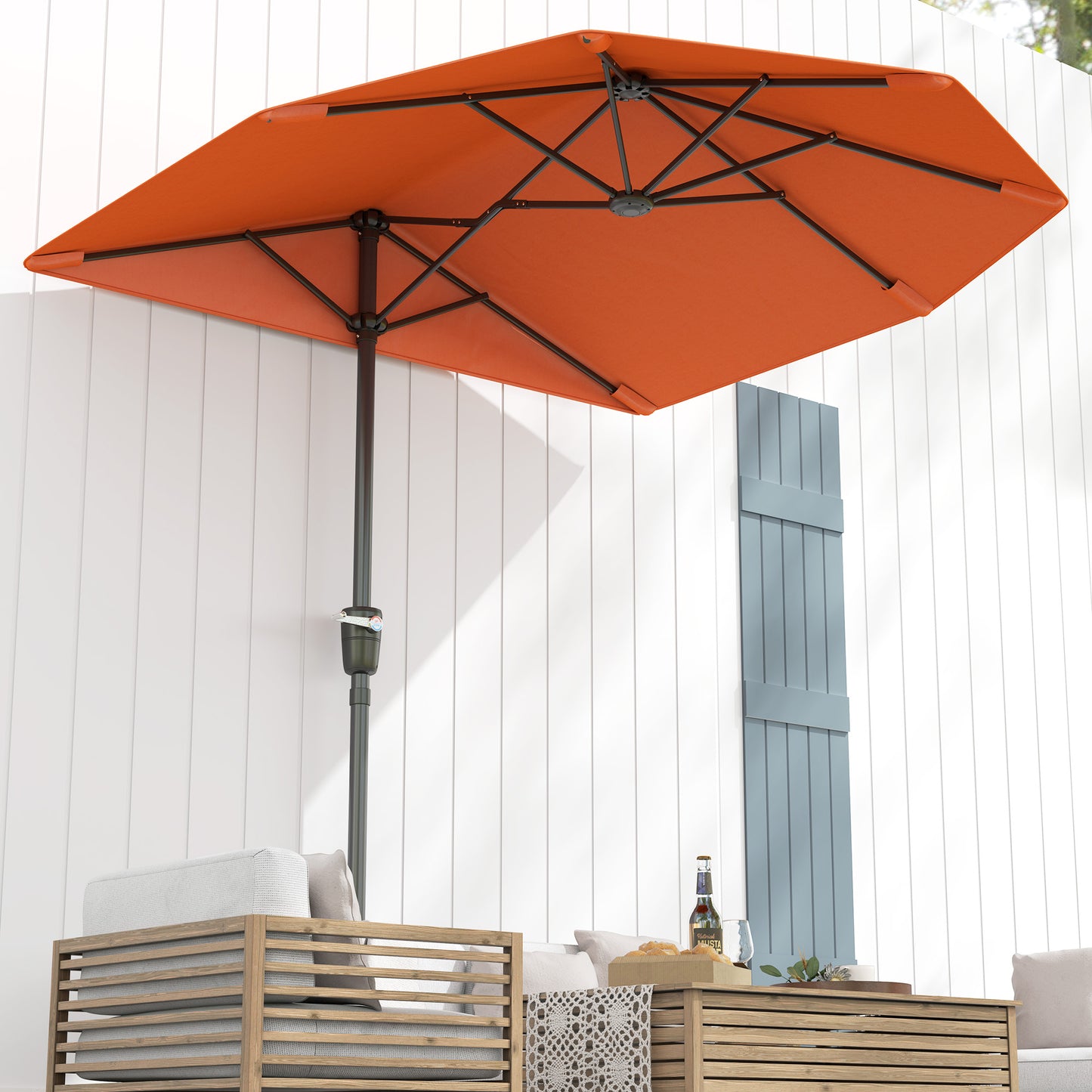 Outsunny 2m Half Parasol Parasol - Pomarańczowy