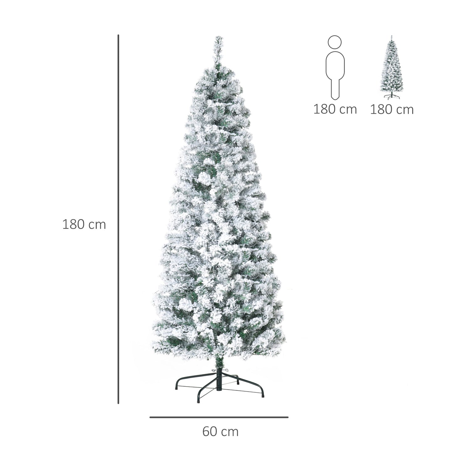 6 Feet Prelit Artificial Snow Flocked Christmas Tree with Warm White LED Light, Holiday Home Xmas Decoration, Green White