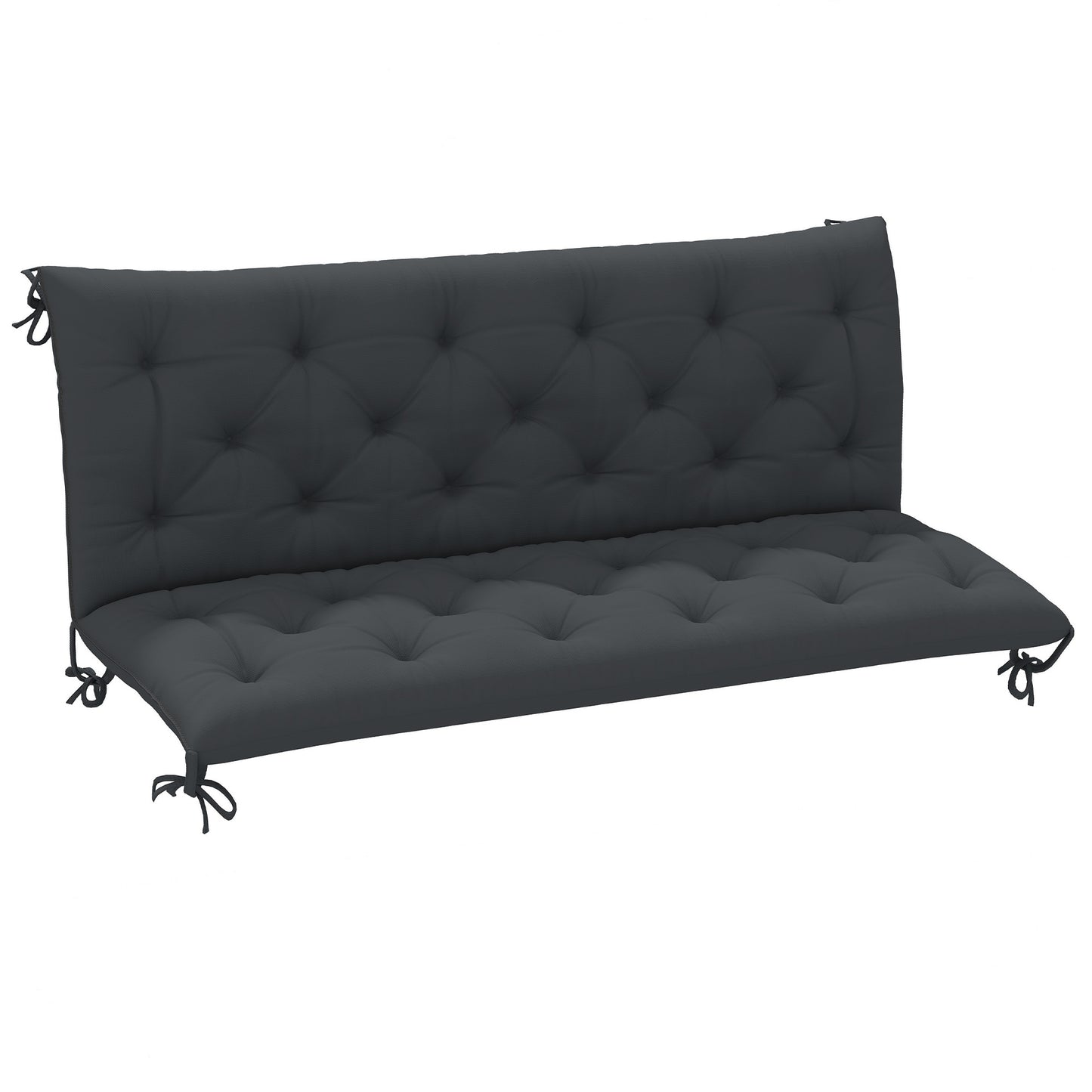 Outsunny 3 Seater Bench Pad, Garden Chair Cushion with Back and Ties for Indoor and Outdoor Use, 98 x 150 cm, Black