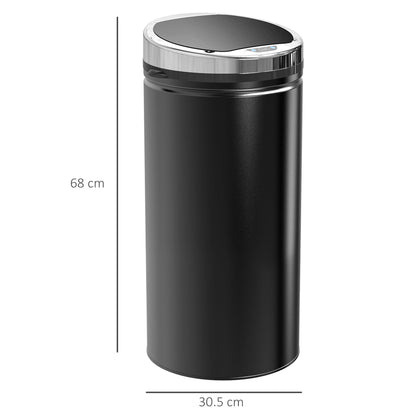 HOMCOM Stainless Steel Sensor Bin, 42L Kitchen Touch Bin, Automatic Trash Can with Inner Bucket, Soft Close, Dustbin, Black