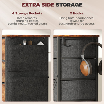 HOMCOM Chest of Five Fabric Drawers - Rustic Brown