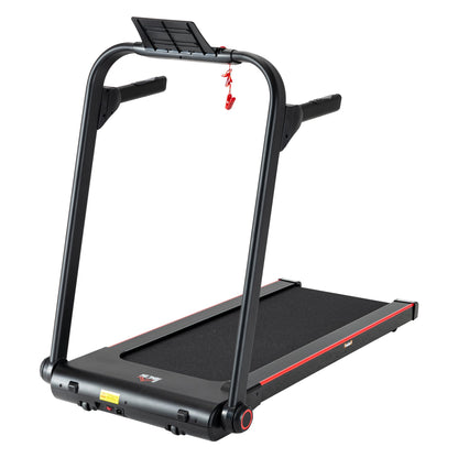 750W Folding Treadmill, 1-14km/h Electric Running Machine w/ Wheels, Safety Button, LED Monitor for Jogging Fitness Exercise Workout