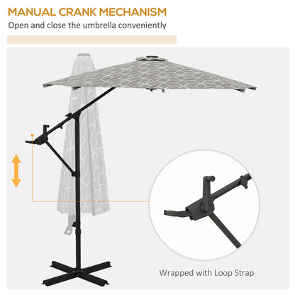 3(m) Convertible Cantilever Parasol and Centre-post Garden Parasol With Cross Base, 360° Rotation Banana Parasol with Crank Handle