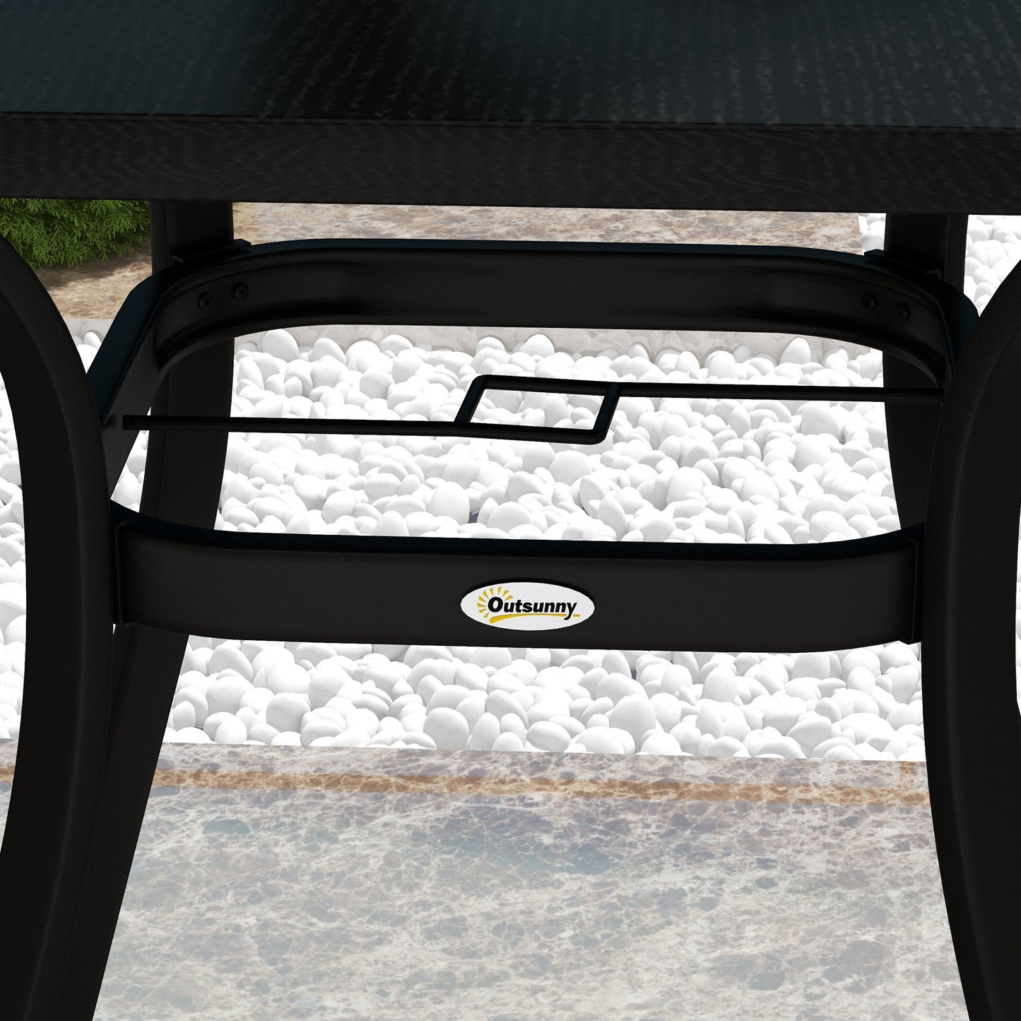Stół ogrodowy Outsunny Four-Seater Steel, z otworem na parasol 40 mm - czarny