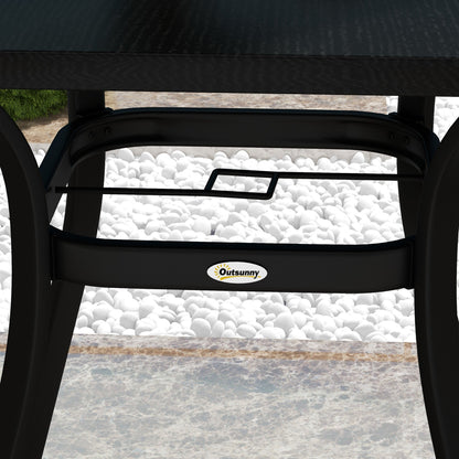 Stół ogrodowy Outsunny Four-Seater Steel, z otworem na parasol 40 mm - czarny