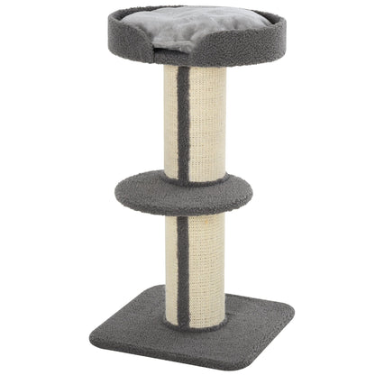 PawHut 81cm Cat Tree Kitten Activity Center Tower Sisal Scratching Posts Lamb Cashmere Perches Grey