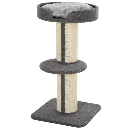 PawHut 81cm Cat Tree Kitten Activity Center Tower Sisal Scratching Posts Lamb Cashmere Perches Grey