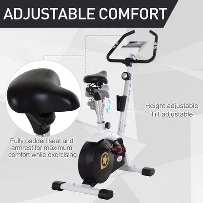 HOMCOM Exercise Bike Stationary Adjustable Height&Magnetic Recumbent Cycling w/ LCD, Phone Holder