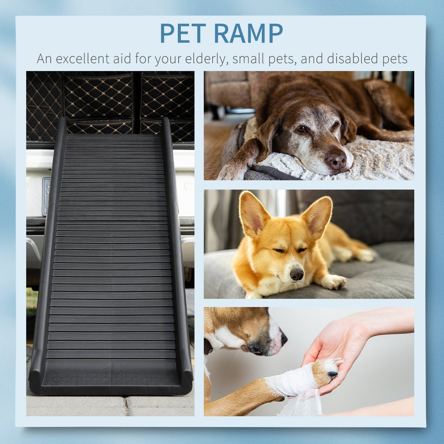 PawHut Foldable Pet Ramp Dog Car Ramp for SUVs, Cars - Black