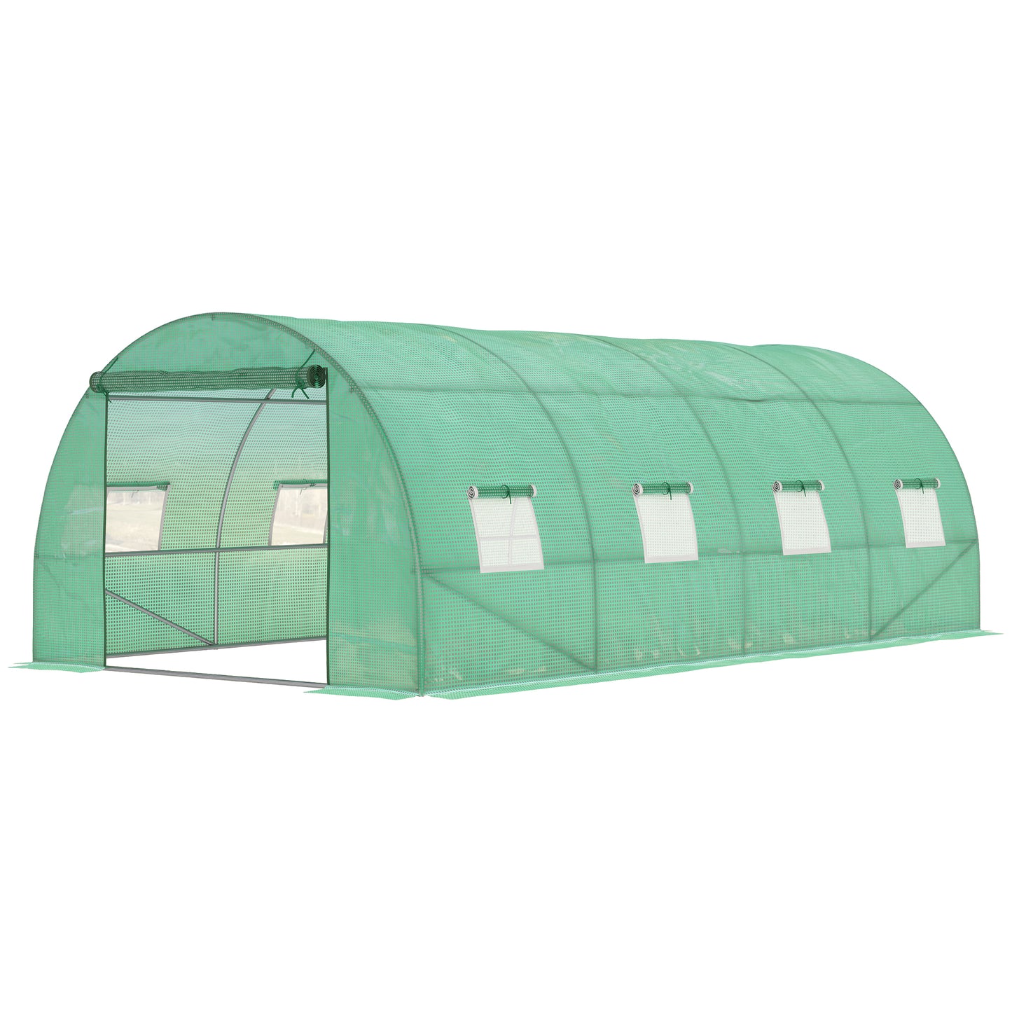Tunel foliowy Outsunny Walk-in, namiot ogrodowy z tunelem foliowym, z drzwiami zwijanymi na zamek błyskawiczny i 8 oknami z siatki, 6 x 3M