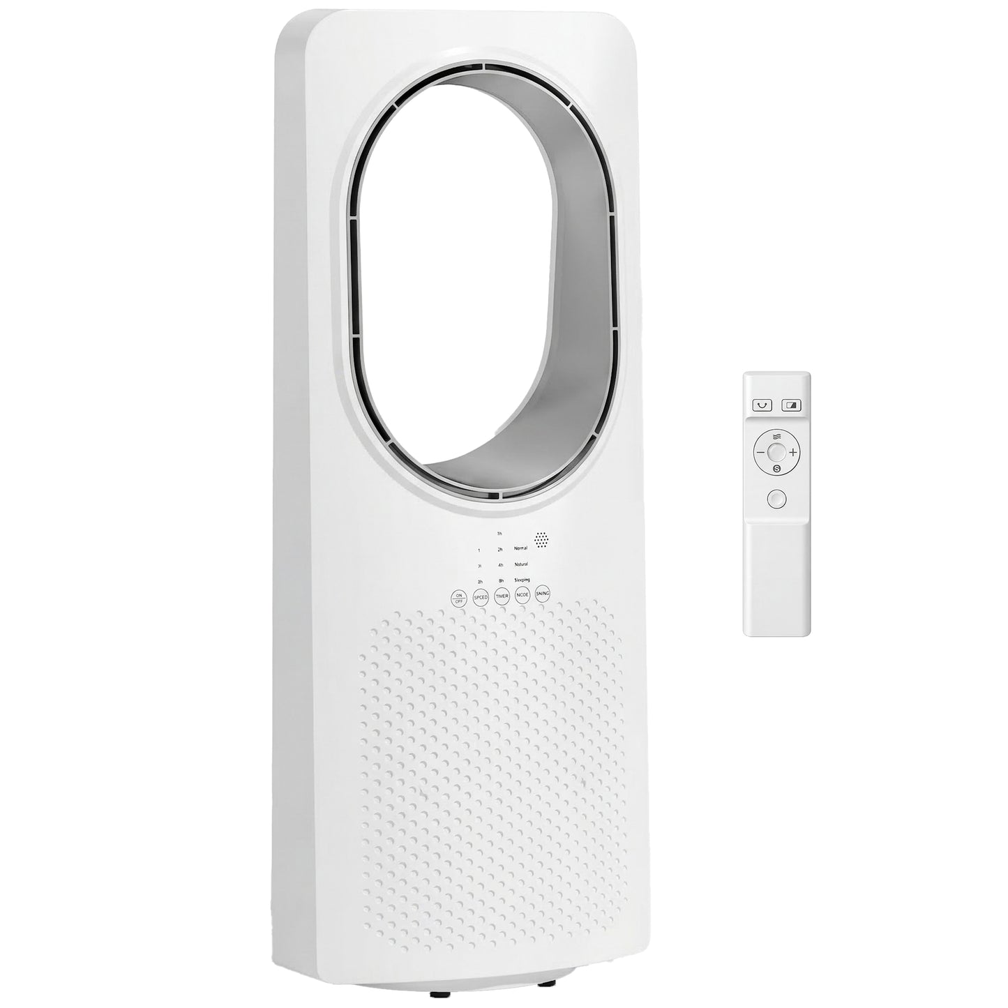 HOMCOM Bladeless Tower Fan for Bedroom, 36dB Standing Cooling Fan with 45Â° Oscillating, 3 Speeds, 3 Modes, 15H Timer, White