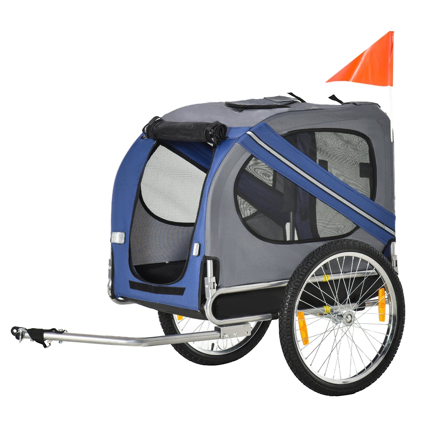 PawHut Dog Bike Trailer الحيوانات الأليفة دراجة مقطورة قابلة للطي الكلب القط الدراجة الناقل مع تعليق - الأزرق