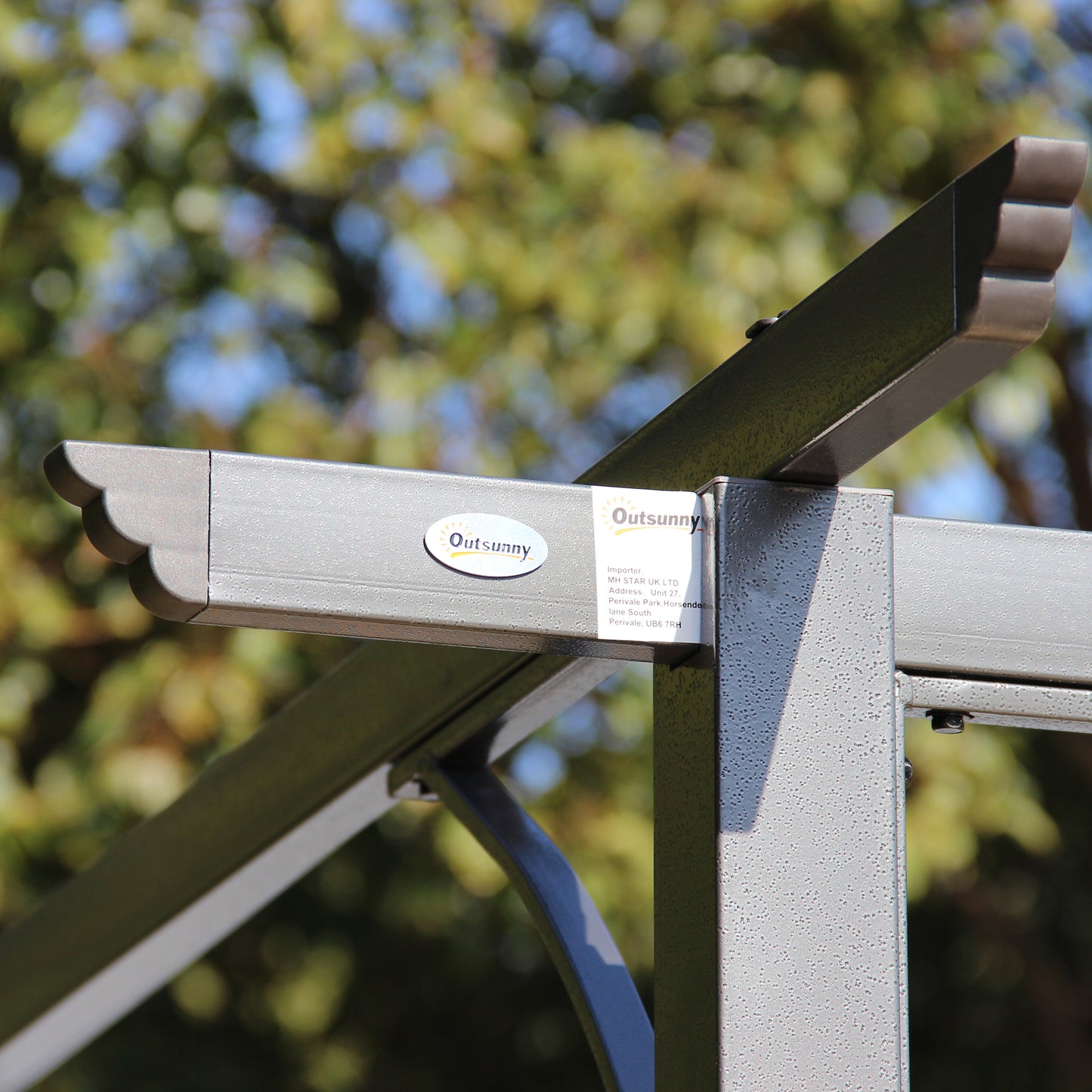 Outsunny 3.5MX 3.5M Metalowa pergola, markiza, altana, rozkładany baldachim, zewnętrzny ogród, osłona przeciwsłoneczna, namiot, impreza, grill, szary