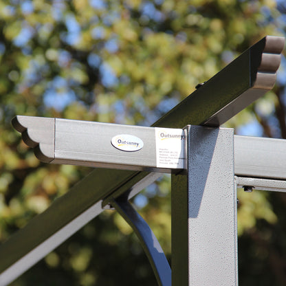 Outsunny 3.5MX 3.5M Metalowa pergola, markiza, altana, rozkładany baldachim, zewnętrzny ogród, osłona przeciwsłoneczna, namiot, impreza, grill, szary
