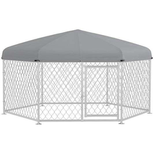 PawHut Dog Kennel and Run z zamykanymi drzwiami, do ogrodu, na patio, taras, dla dużych psów, 2,1 x 1,85 x 1,5 m