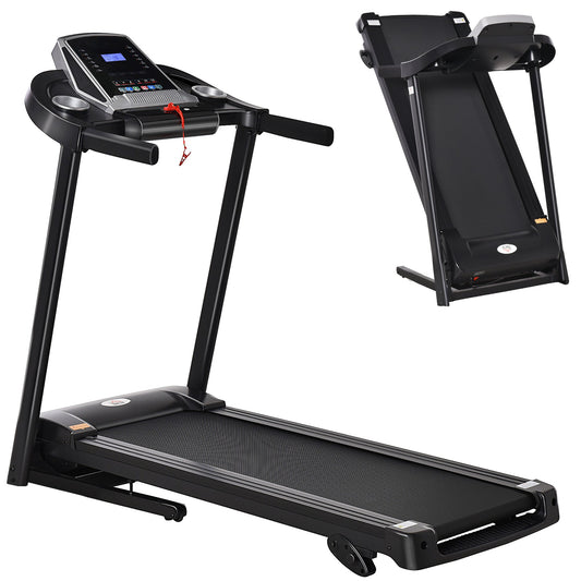 HOMCOM Folding Treadmill, 2.0HP Incline Treadmill Running Machine, 12.8 km/h, with LED Display, Manual Incline, 12 Preset Programs, Drink & Phone Holder for Home Gym Fitness