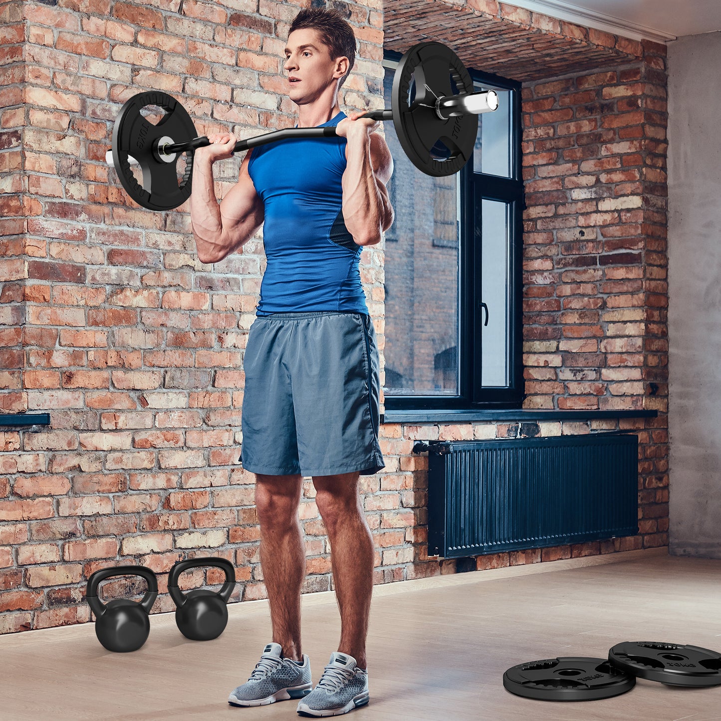 Gryf SPORTNOW EZ Barbell 120 cm do talerzy o średnicy 5 cm, ze sprężynowymi klipsami, 8 kg