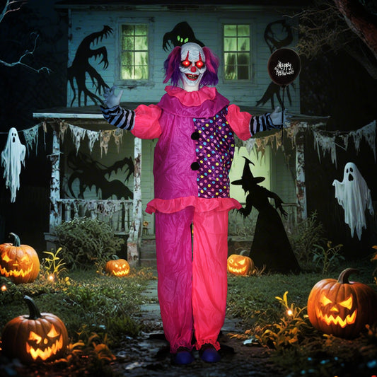 Outsunny 5√¢‚Ç¨¬≤7√¢‚Ç¨¬≥ Scary Animated Clown Decoration - Pink/Purple