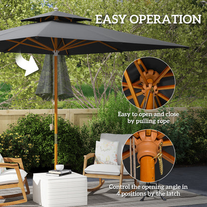 Outsunny 3 m kwadratowy parasol z baldachimem - czarny