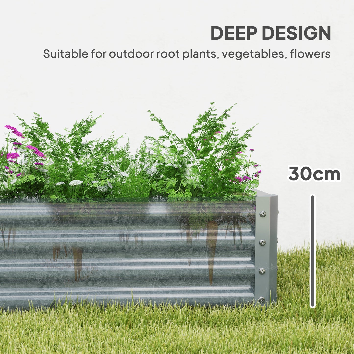 Donica otwarta Outsunny 180 x 90 cm ze stali ocynkowanej – srebrna