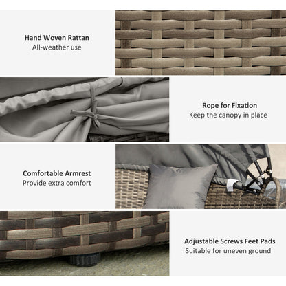 أثاث حديقة Outsunny Rattan Garden Furniture مصنوع من الخيزران المستدير مع مجموعة أثاث للمحادثة في الفناء وطاولة القهوة - رمادي