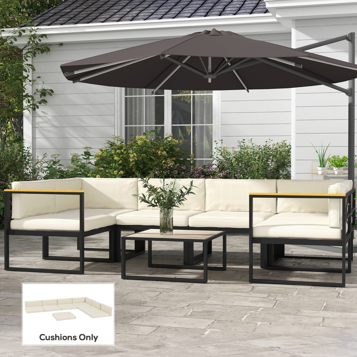 Outsunny Set of 14 Dining Set Cushions - Cream