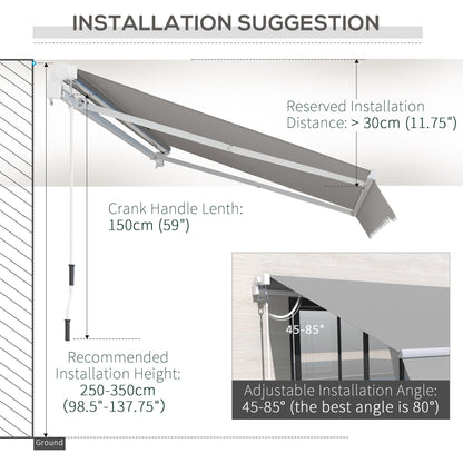 Outsunny Garden Patio Manual Awning Canopy Sun Shade Shelter Retractable 4 Size 5 Colour