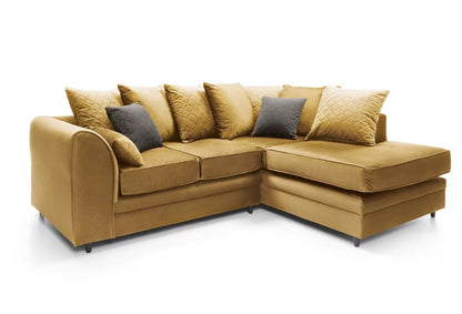 Chic Velvet Corner Sofa - Antique Gold