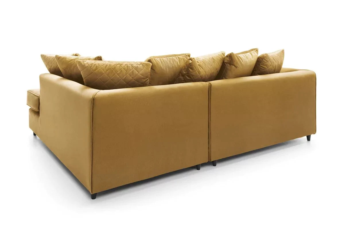 Chic Velvet Corner Sofa - Antique Gold