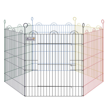 PawHut Dog Playpen Puppy Pen Metal Rabbit Run Pet Crate Fence w/ Door Indoor & Outdoor _120 x 60H cm