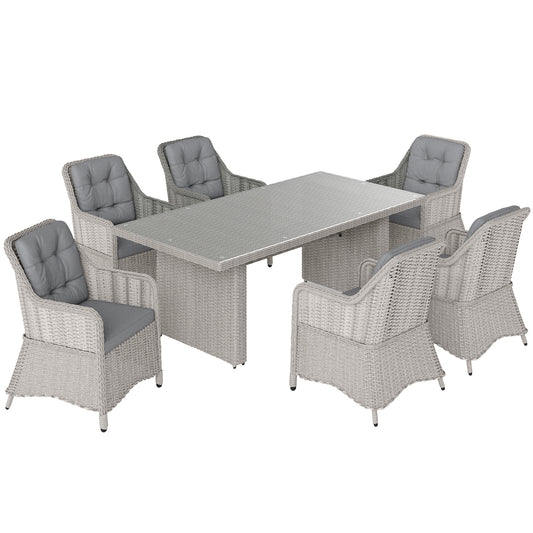 Outsunny Seven-Piece Rattan Dining Set - Mixed Grey