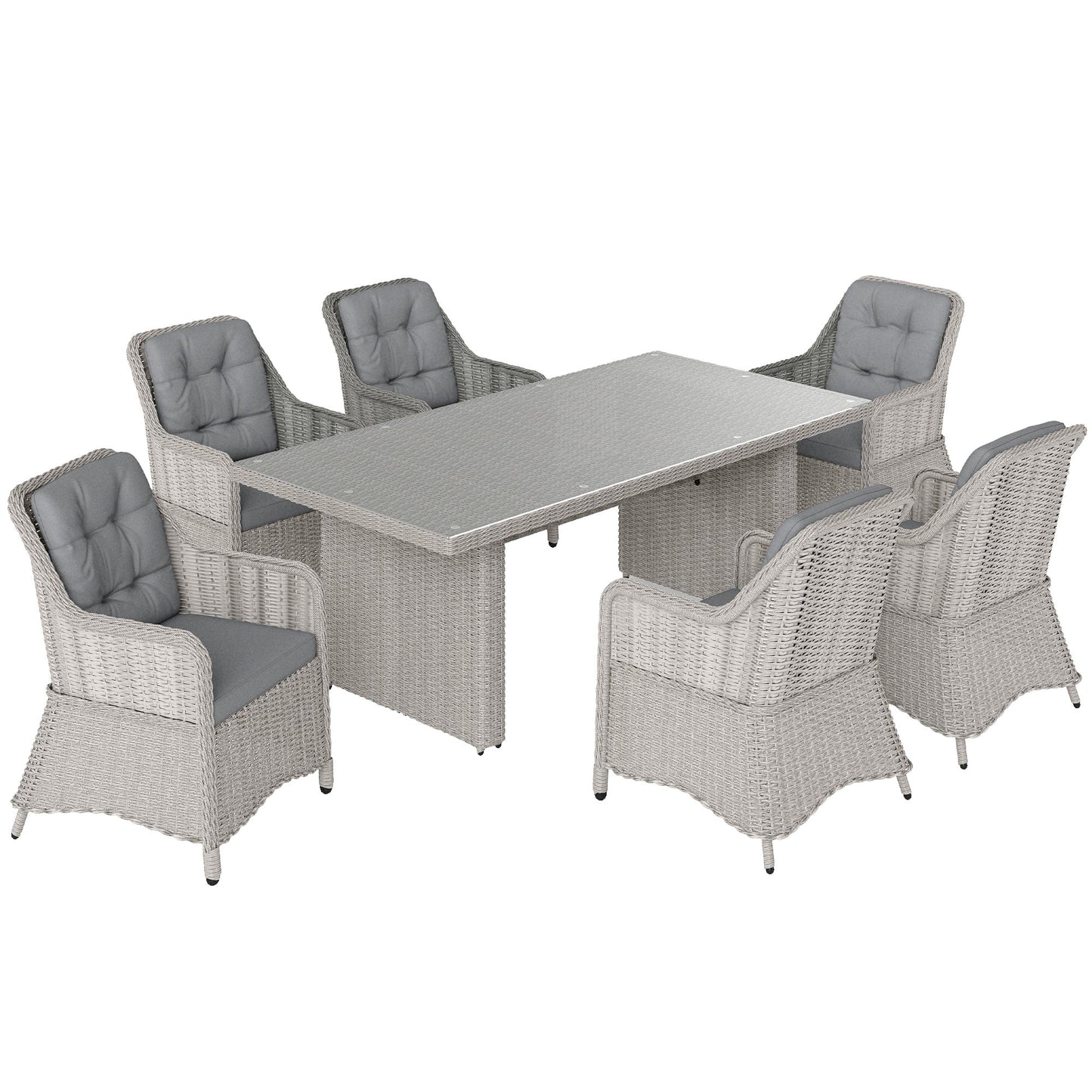 Outsunny Seven-Piece Rattan Dining Set - Mixed Grey