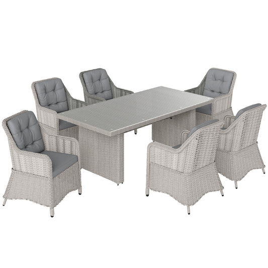 Outsunny Seven-Piece Rattan Dining Set - Mixed Grey