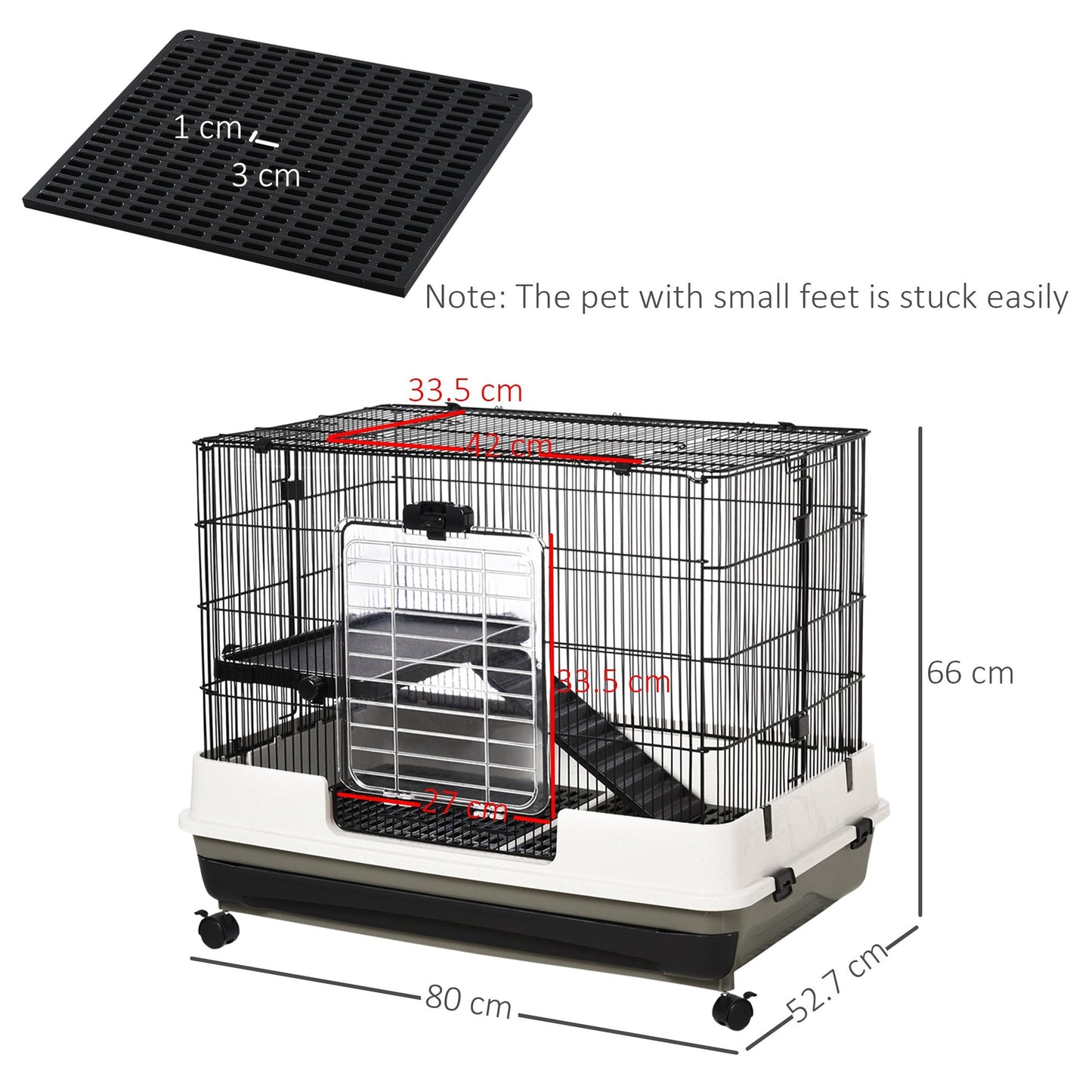 PawHut Small Animal Guinea Pigs Hutches Steel Wire Rabbit Cage Pet Play House W/ Waste Tray Black