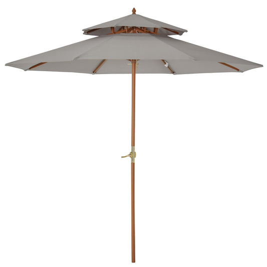 Outsunny 2.7m Elegant Wooden Frame Parasol Umbrella - Grey