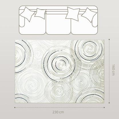 HOMCOM Modern Area Rug, Swirl Pattern Machine Washable Rug, Allergy-Friendly Floor Carpet for Living Room, Bedroom, Dining Room, Home Office, 230 x 160 cm, Cream White