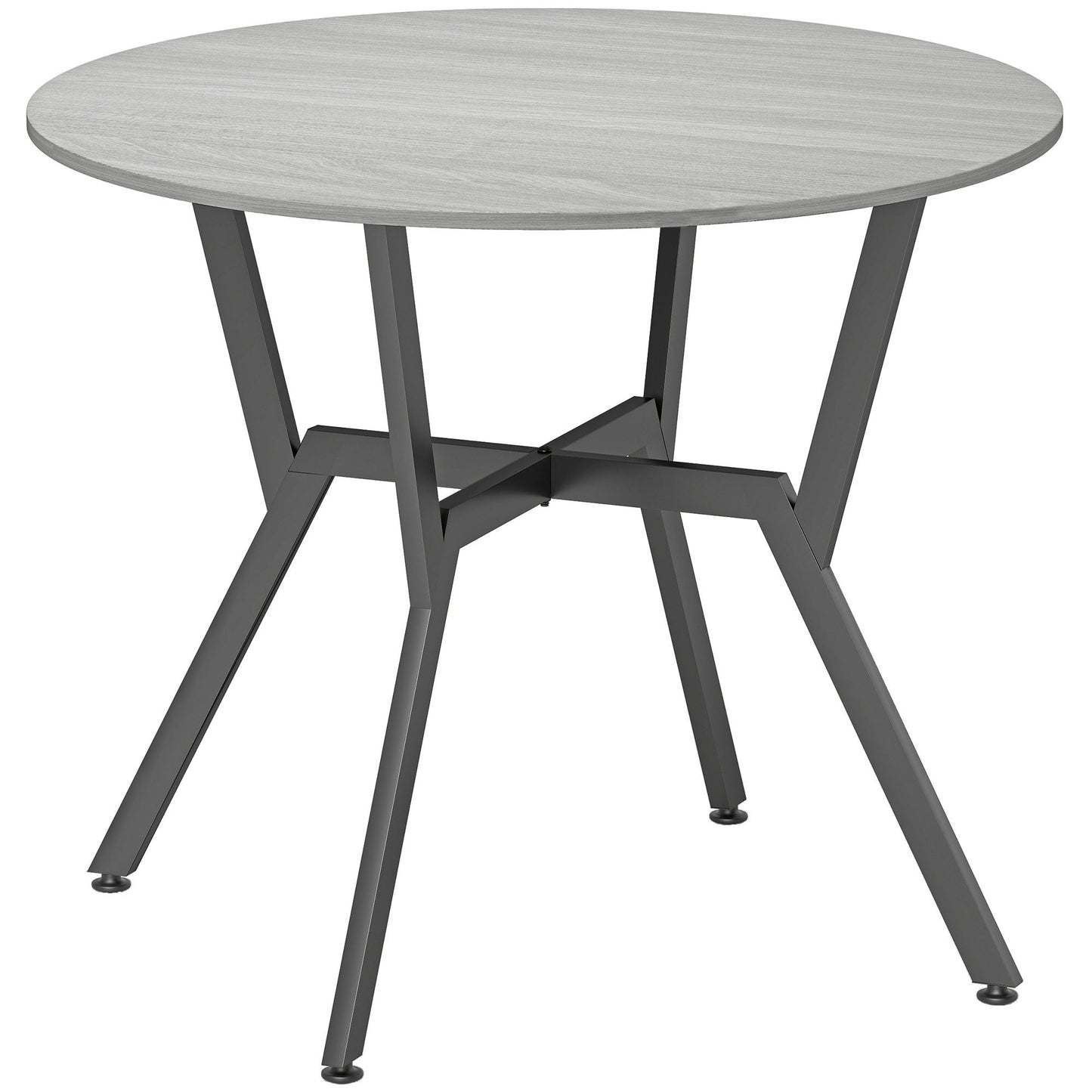 HOMCOM Dining Table, Round Kitchen Table with Black Legs, Anti-slip Foot Pads for Living Room, Dining Room 90 x 76 cm, Grey