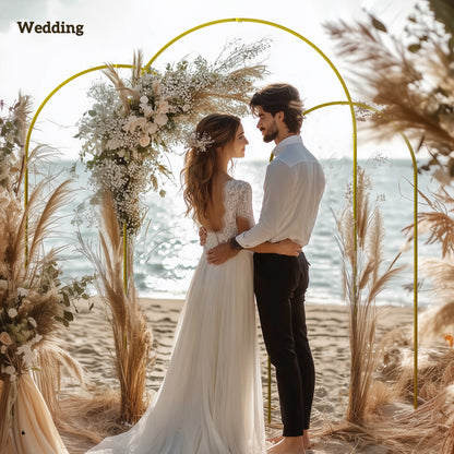 Zestaw ram łukowych Outsunny Wedding Arch, 2,2, 2, 1,8 m Metalowy stojak na łuki, zestaw 3 sztuk, zestaw stojaków na łuki balonowe na przyjęcia urodzinowe, wieczór panieński, ukończenie szkoły, ceremonię, dekoracje bankietowe, złoty odcień
