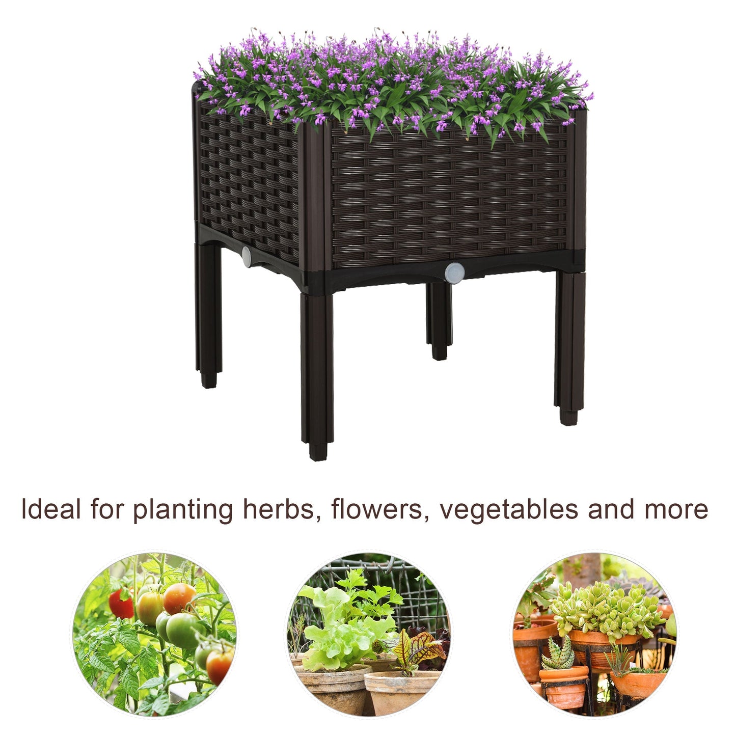 Outsunny Garden Raised Bed Elevated Patio Flower Plant Planter Box Vegetables Planting Container PP