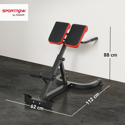 SPORTNOW 45-Degree Hyperextension Roman Chair, 5-Level Adjustable Back Extension Bench, Heavy-Duty Home Gym Equipment, Red
