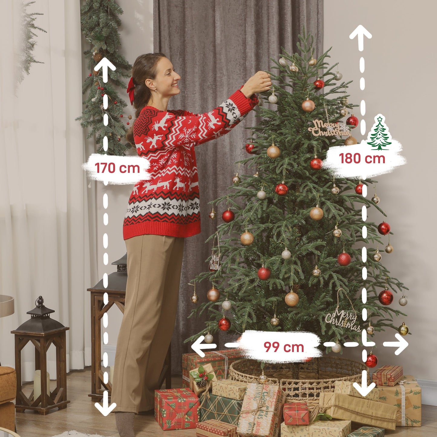 HOMCOM 6 ft Full Spruce Christmas Tree with Realistic Dense Tips, Easy Assembly - Green