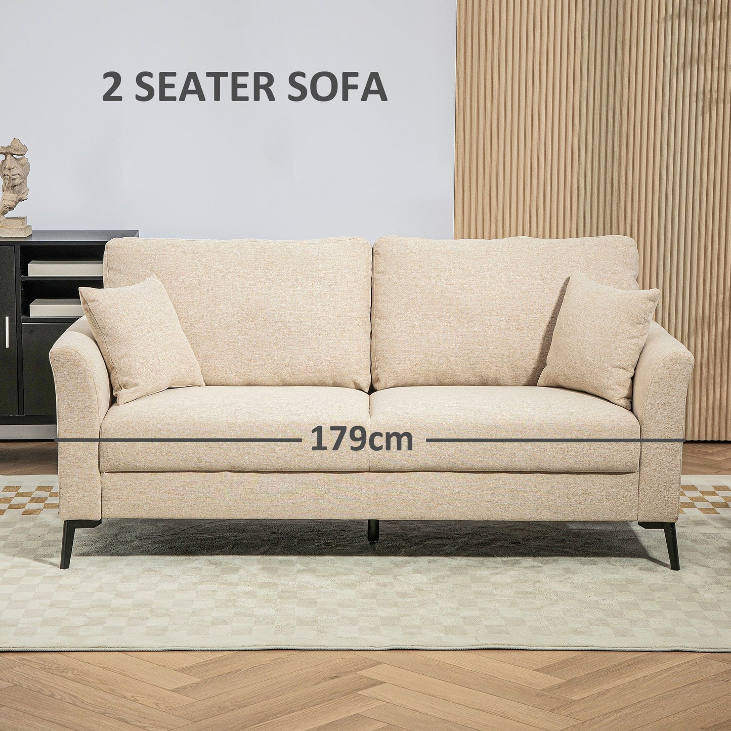 Sofa trzyosobowa HOMCOM w kolorze lnianym - beżowa