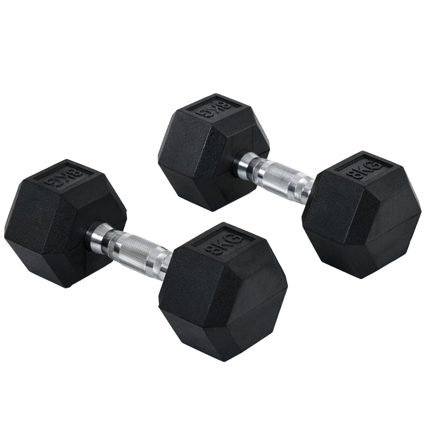 HOMCOM 2x8kg Hex Dumbbell Rubber Weights Sets Hexagonal Gym Fitness Lifting Home
