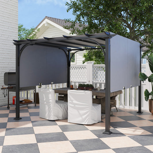 Pergola ogrodowa Outsunny 3 x 3(m) z regulowanym zadaszeniem, szara
