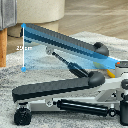 SPORTNOW Mini Stepper, Kompaktowy Stepper do ćwiczeń w domu z monitorem LCD i pedałami antypoślizgowymi, Biały