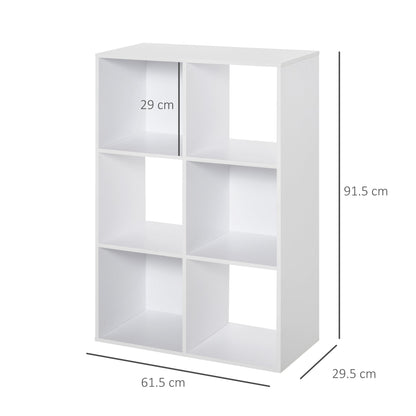 HOMCOM 3-tier 6 Cubes Storage Unit Particle Board Cabinet Bookcase Organiser Home Office Shelves White