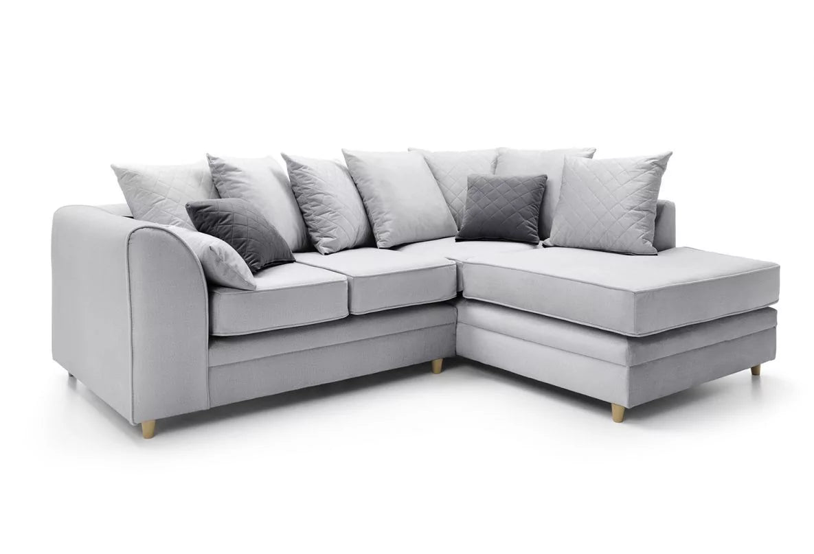 Chicago Velvet Corner Sofa - Silver Blue