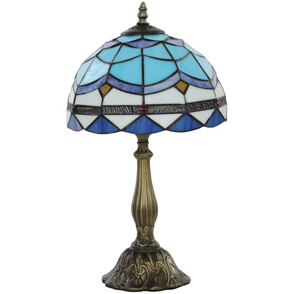 HOMCOM Tiffany Stained Glass Table Lamp, Handmade Antique Bedside Lamp, Decorative Night Light